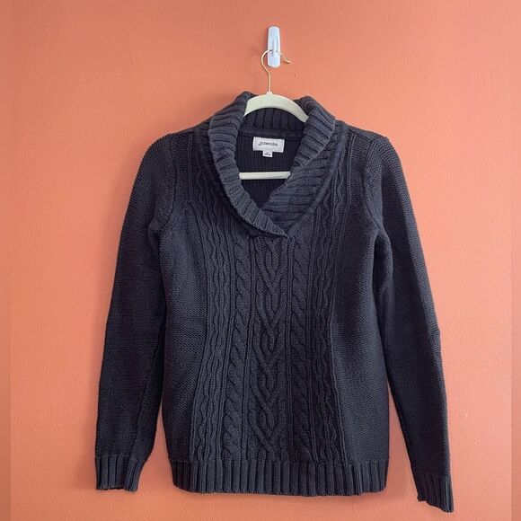 St. John’s Bay Cotton Blend Cable Knit Collared Sweater  Womens Size M - Picture 1 of 4